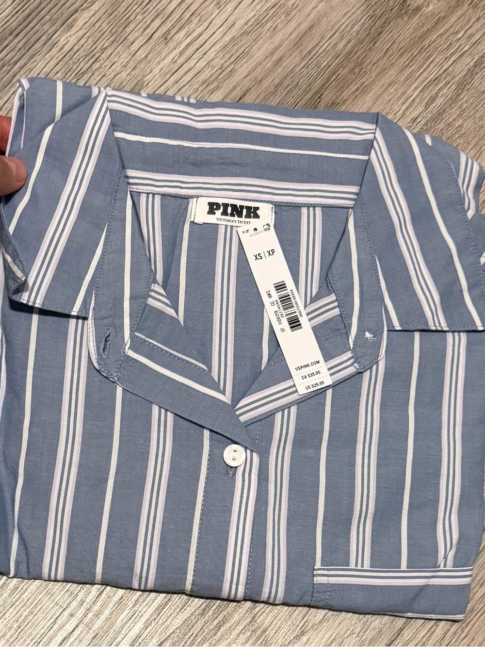 Striped Button-Front Shirt - Blue - Picture 7 of 8